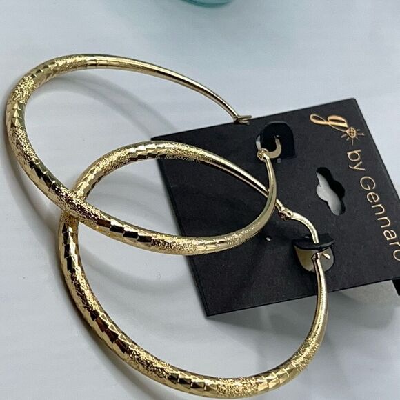 G by GennaroEtched Gold Hoops Earrings $16ea / 3 for $25 - Picture 5 of 6